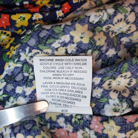 NWT AUW Womens Dress Size M Floral Blue Smocked Puff Sleeve Cottage Ballet Mini - Picture 11 of 14